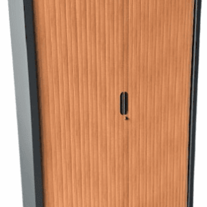 Armoire haute à rideaux - Graphite & Hêtre foncé - H198 x L120 cm