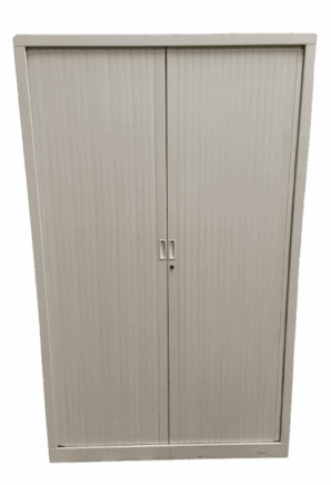 ARMOIRE HAUTE MÉTALLIQUE CORPS BLANC RIDEAUX COLORIS BLANC4 ÉTAGÈRES L120 X H198