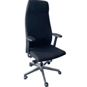 FAUTEUIL ERGONOMIQUE A ROULETTE DOSSIER ET ASSISE TISSUS NOIR POMPE LOMBAIRE