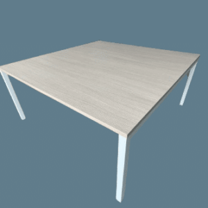 TABLE DE RÉUNION RECTANGULAIRE PLATEAU MÉLAMINE 25MM L160 X P165 COLORIS AUX CHOIX PIÉTEMENT MÉTALLIQUE BLANC