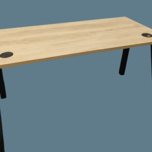 BUREAU DROIT PLATEAU COLORIS NEBRASKA L140 X 70 PIÉTEMENT MÉTAL NOIR PASSE CÂBLE